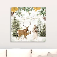 Tis The Season Santa and Reindeer Canvas Art Print