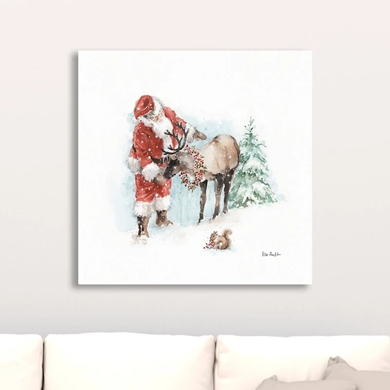 Magical Holidays Santa Reindeer Canvas Art Print