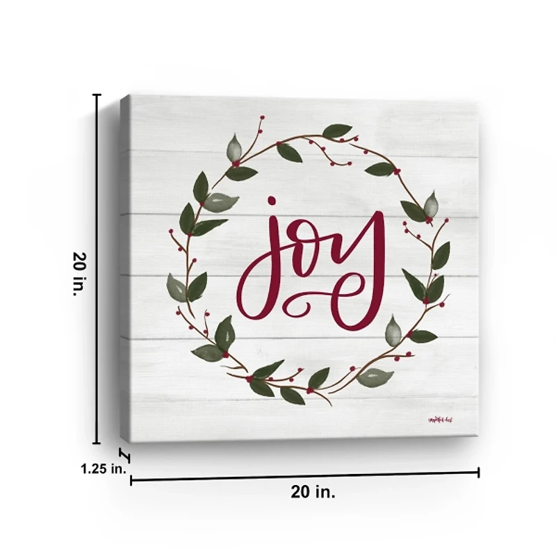 Red and Green Joy Wreath Canvas Art Print