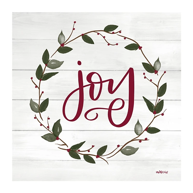 Red and Green Joy Wreath Canvas Art Print