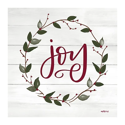 Red and Green Joy Wreath Canvas Art Print