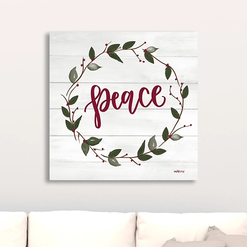 Red and Green Peace Wreath Canvas Art Print