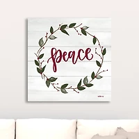 Red and Green Peace Wreath Canvas Art Print