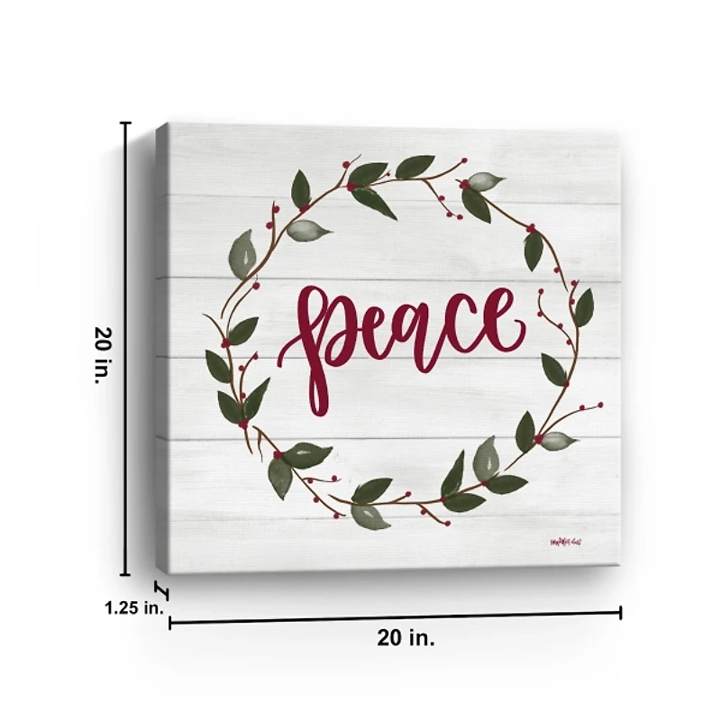 Red and Green Peace Wreath Canvas Art Print
