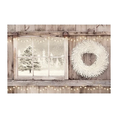 Snowy Barn View Canvas Art Print, 24x16