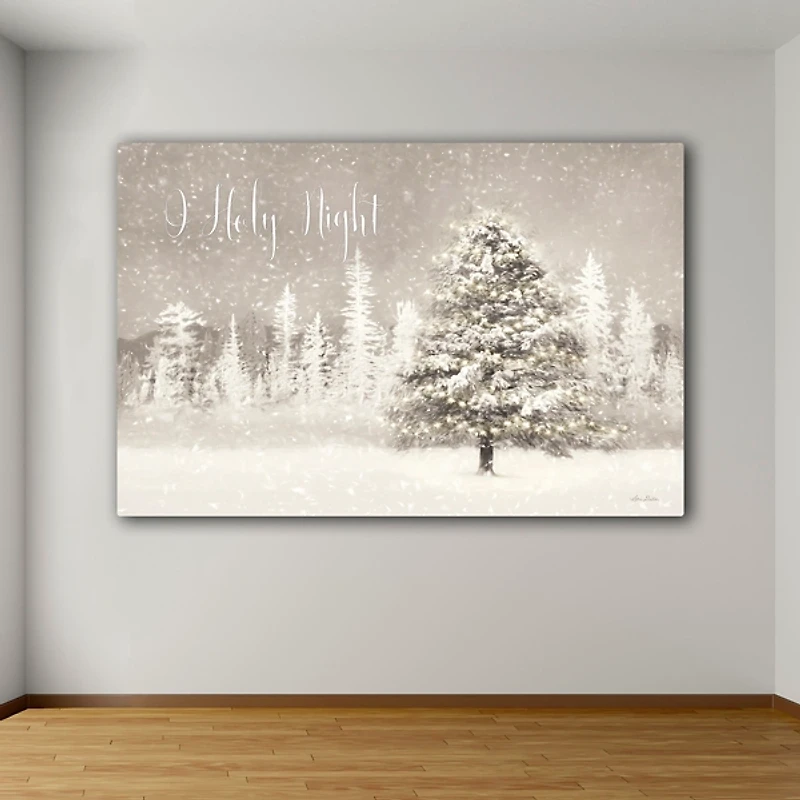 O Holy Night Snowy Tree Canvas Art Print