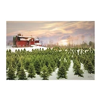 Red Barn and Christmas Tree Farm Canvas Art Print
