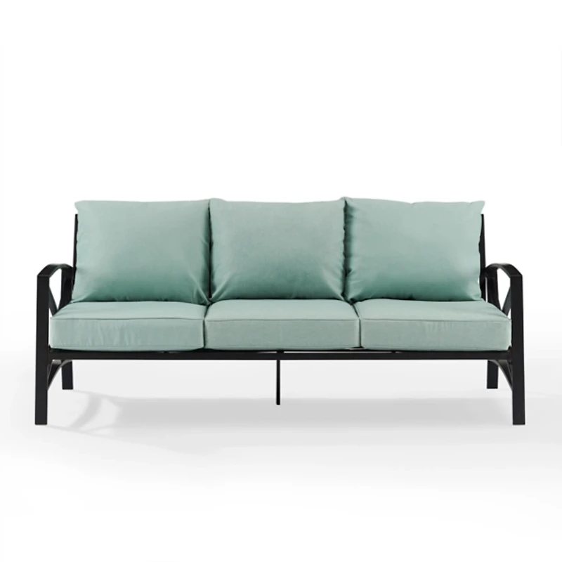 Blue and Bronze Kaplan X-Arm Outdoor Sofa