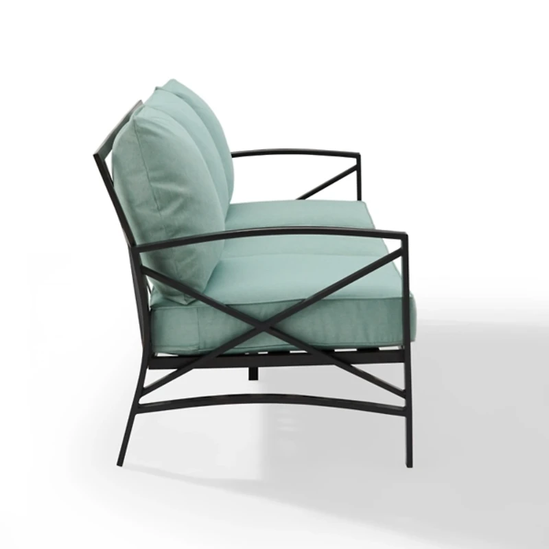 Blue and Bronze Kaplan X-Arm Outdoor Sofa