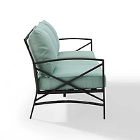 Blue and Bronze Kaplan X-Arm Outdoor Sofa