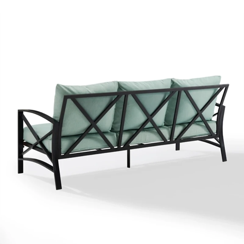 Blue and Bronze Kaplan X-Arm Outdoor Sofa