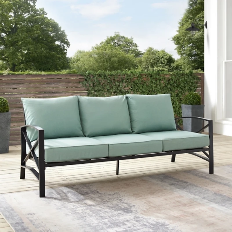 Blue and Bronze Kaplan X-Arm Outdoor Sofa