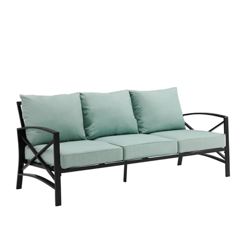 Blue and Bronze Kaplan X-Arm Outdoor Sofa