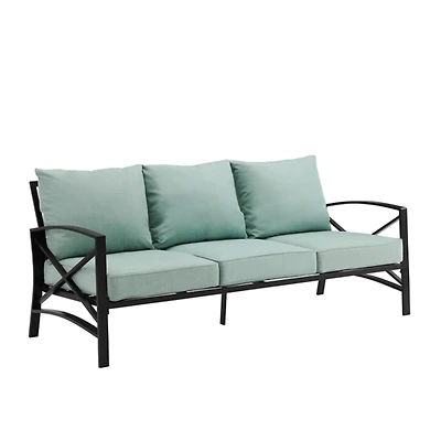 Blue and Bronze Kaplan X-Arm Outdoor Sofa