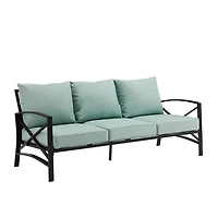 Blue and Bronze Kaplan X-Arm Outdoor Sofa