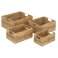 Rectangular Baskets with Metal Handles, Set of 4