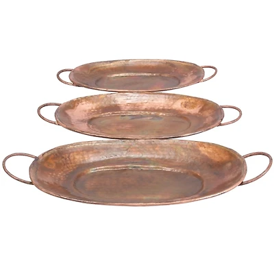 Hammered Copper 3-pc. Iridescent Tray Set