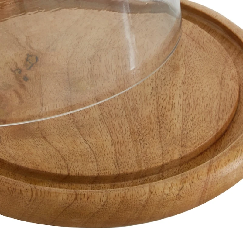 Farmhouse Wood and Glass Cloche, 6 in.