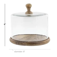 Farmhouse Wood and Glass Cloche, 6 in.
