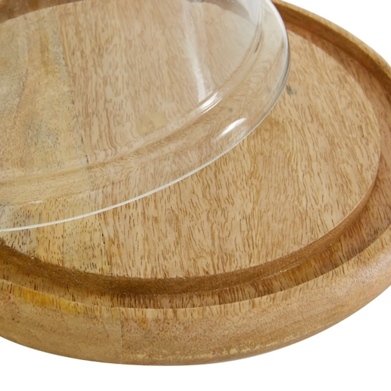 Farmhouse Wood and Glass Dome Cloche, 11 in.