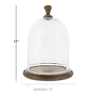Farmhouse Wood and Glass Dome Cloche, 11 in.