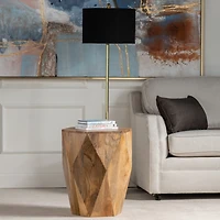 Geometric Mango Wood Accent Table