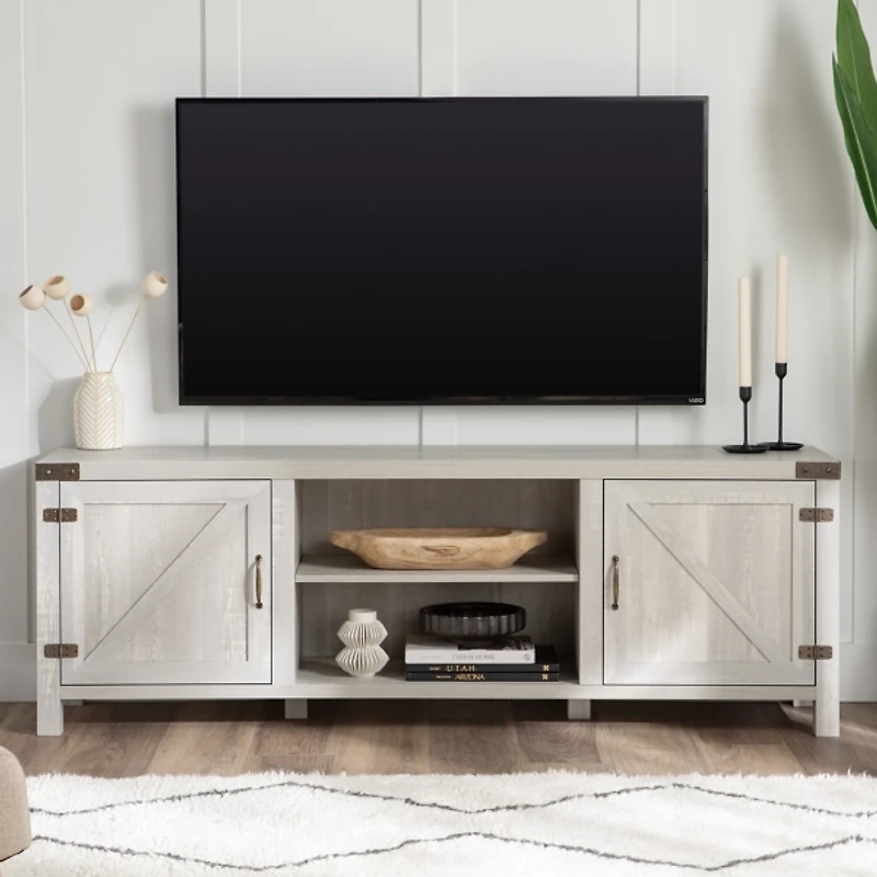 Stone Gray Barn Door TV Stand