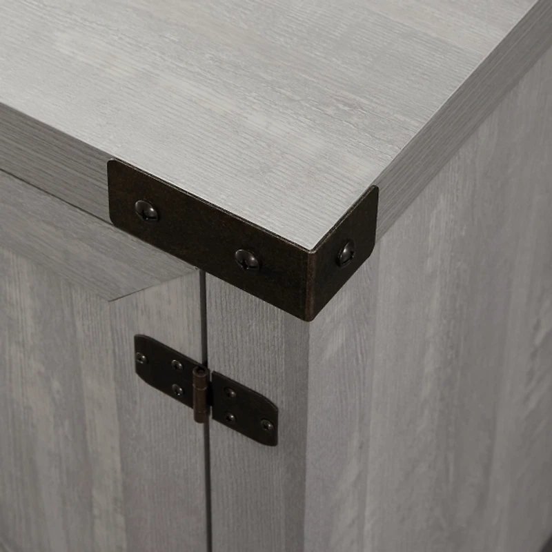 Stone Gray Barn Door TV Stand