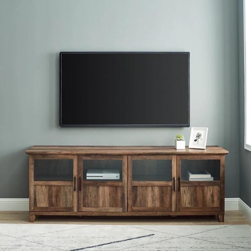 Rustic Oak Four Door TV Stand
