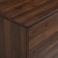 Walnut Mid-Century Modern Glass Shelf TV Stand