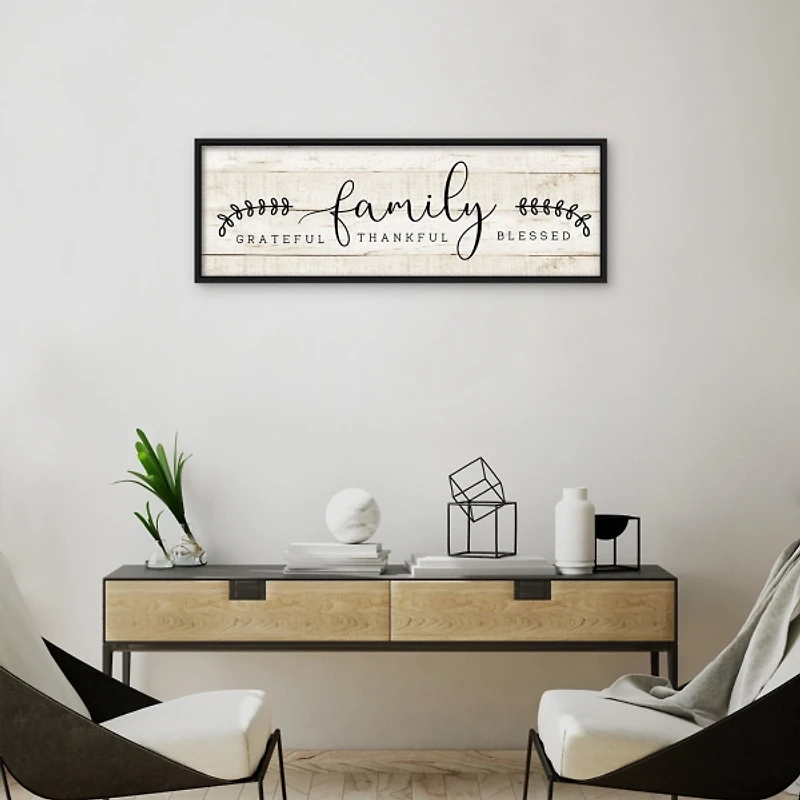 Family Thankful Grateful Blessed Wood Wall Plaque