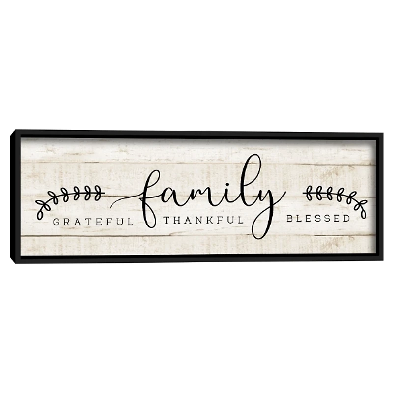 Family Thankful Grateful Blessed Wood Wall Plaque