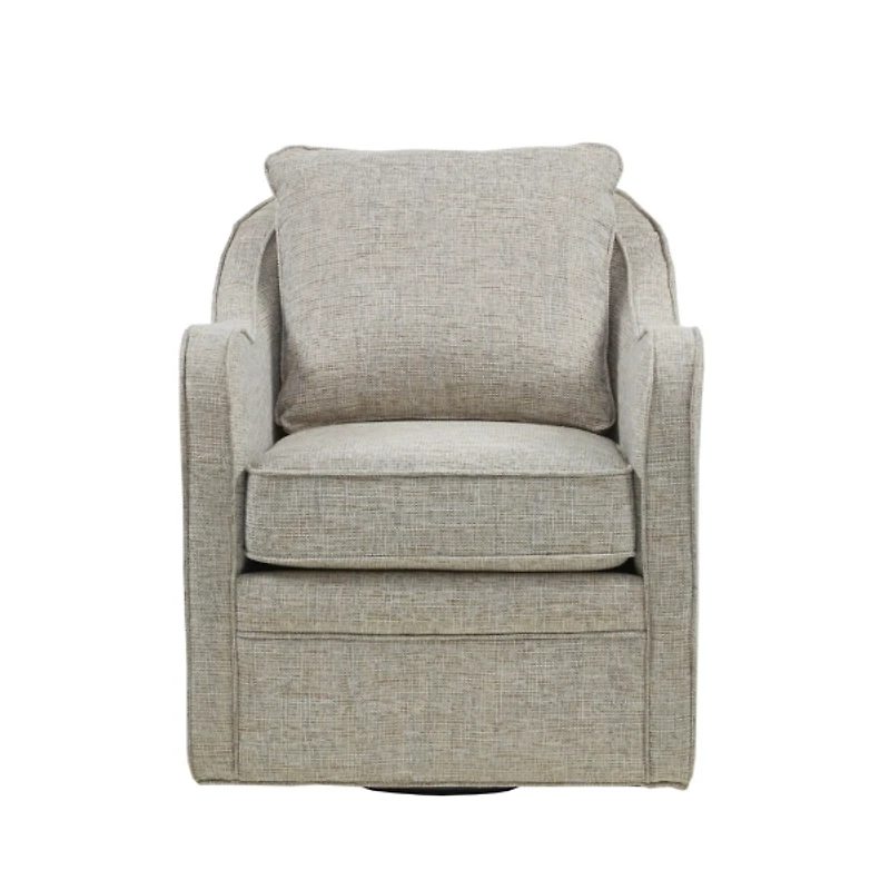 Gray Swivel Upholstered Wide Seat Accent Chair