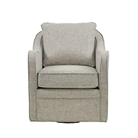 Gray Swivel Upholstered Wide Seat Accent Chair