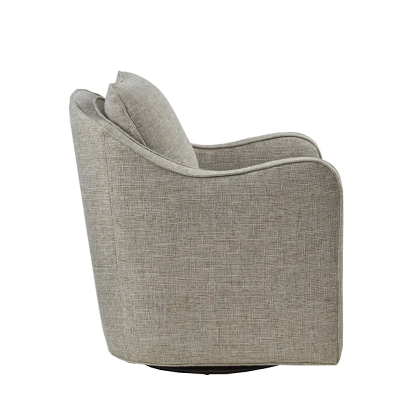 Gray Swivel Upholstered Wide Seat Accent Chair