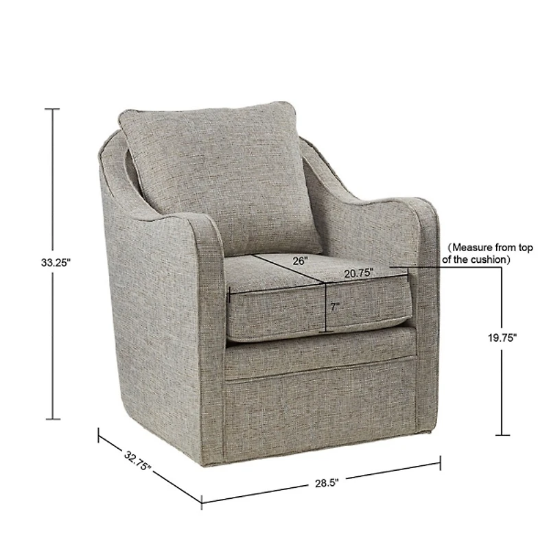 Gray Swivel Upholstered Wide Seat Accent Chair