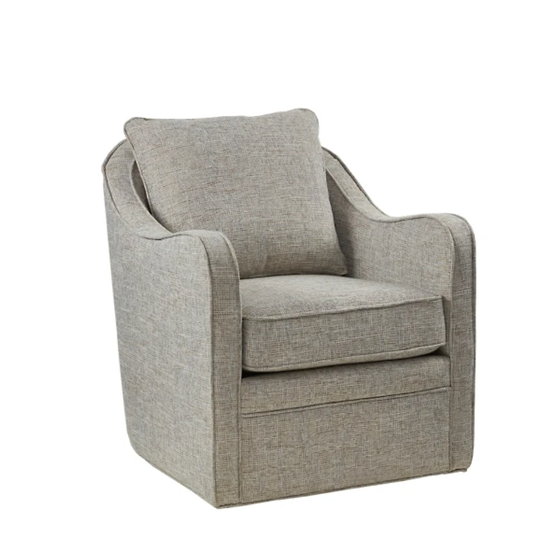 Gray Swivel Upholstered Wide Seat Accent Chair