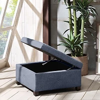 Navy Tufted Square Storage Ottoman