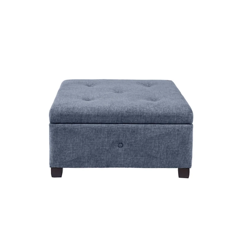 Navy Tufted Square Storage Ottoman