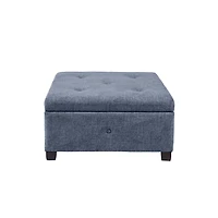 Navy Tufted Square Storage Ottoman