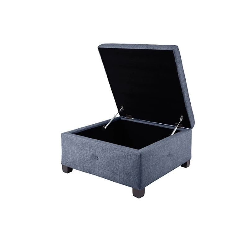 Navy Tufted Square Storage Ottoman