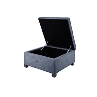 Navy Tufted Square Storage Ottoman