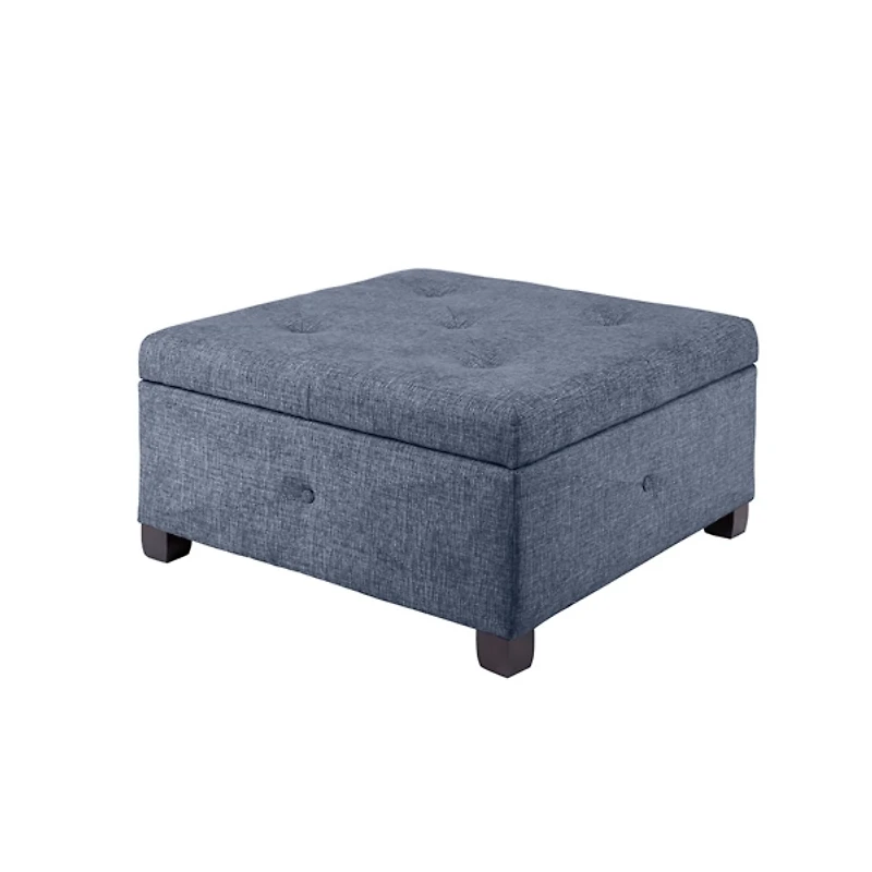 Navy Tufted Square Storage Ottoman