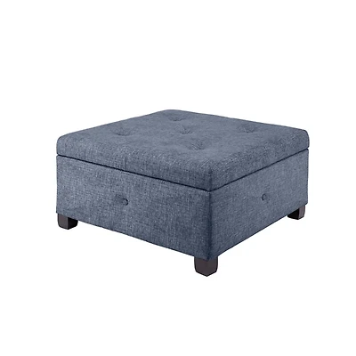 Navy Tufted Square Storage Ottoman