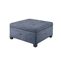 Navy Tufted Square Storage Ottoman
