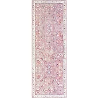 Faded Rouge Bordered Flatweave Runner, 2x7