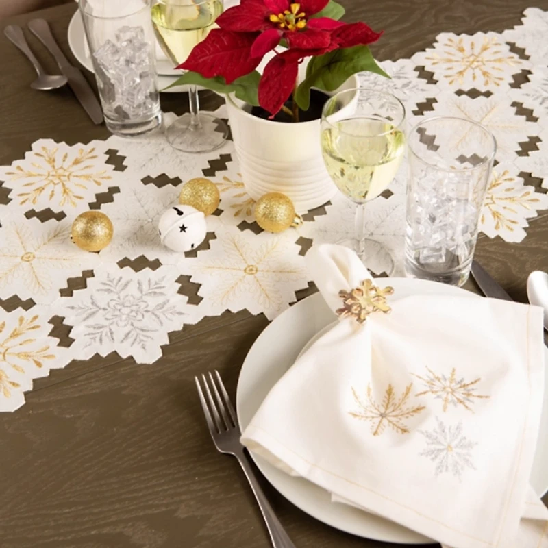 Embroidered Sparkle Snowflakes Napkins, Set of 6