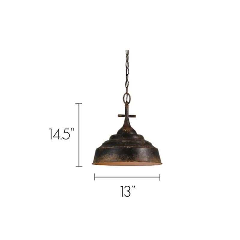 Lucida Black Distressed Metal Pendant Light