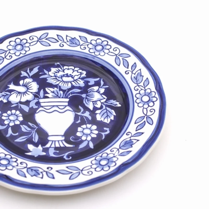 Blue Floral Hand Painted 16-pc. Dinnerware Set