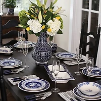 Blue Floral Hand Painted 16-pc. Dinnerware Set